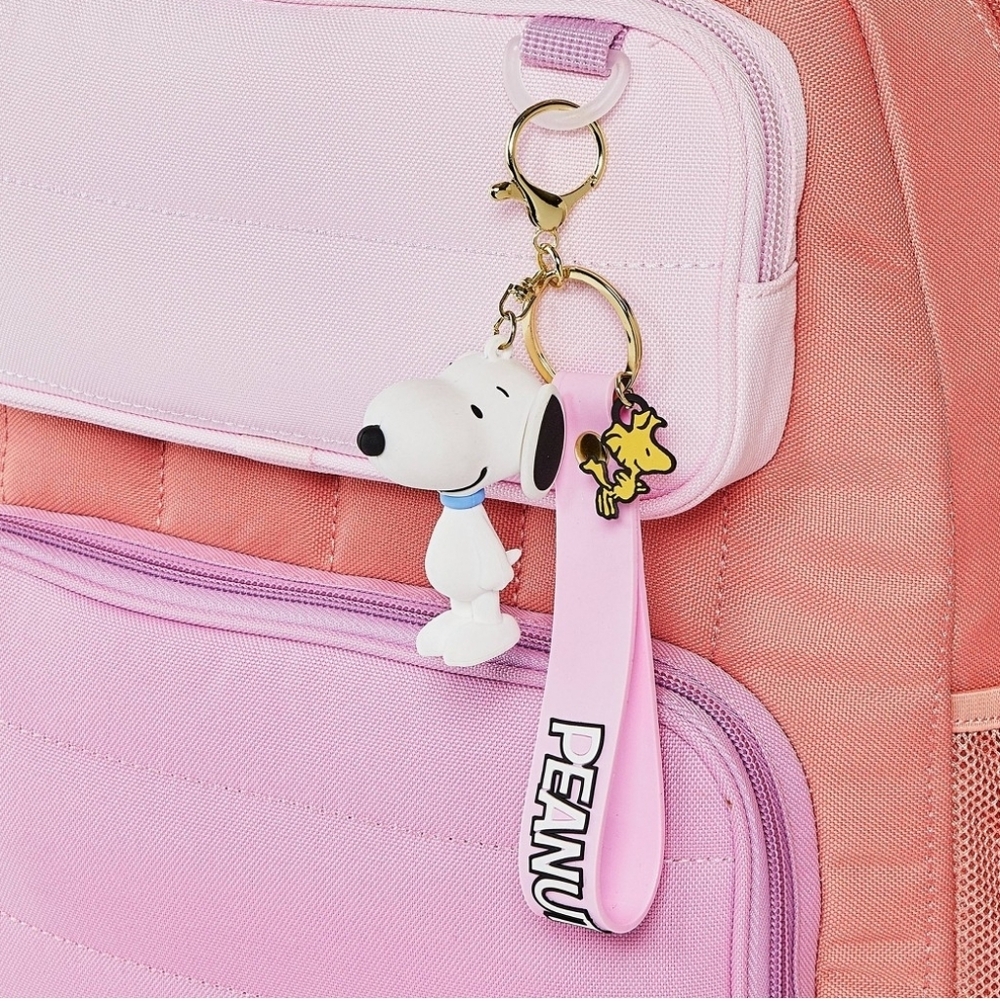 Snoopy Peanuts Pink and Gold Dog Bag Charm Keychain NWT